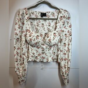 Windsor Sweet and Flirty Floral Puff Sleeve Blouse Size Medium